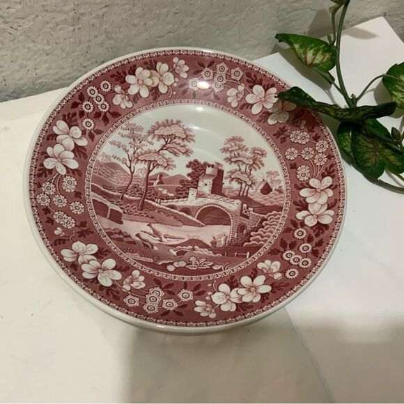 SPODE SALAD BOWL 9” Pink Tower Design C.1814 V England G15 - Picture 1 of 7